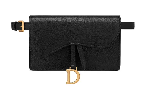 DIOR Saddle Sheepskin Shoulder Bag, Crossbody Bag, Fanny Pack Regular Women's Black