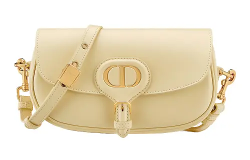 DIOR Bobby Cow Leather Crescent Bag, Handbag, Shoulder Bag, Crossbody Bag Regular Women's Light Yellow