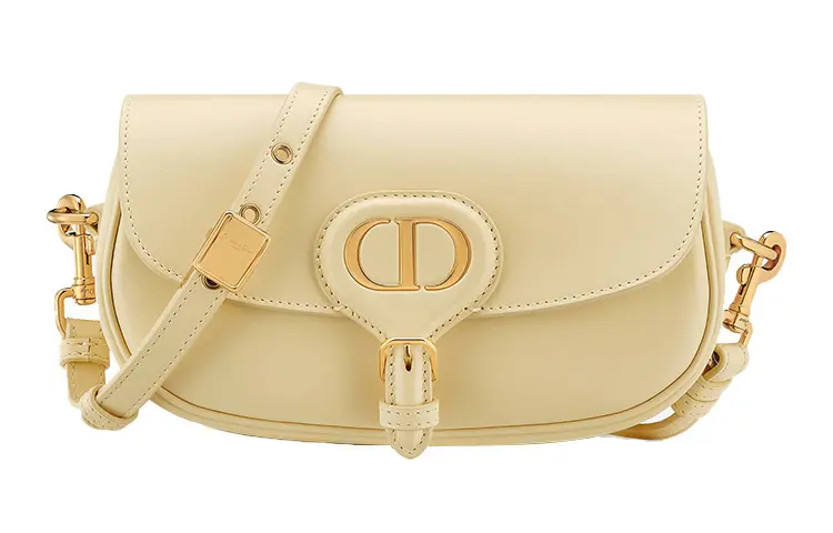 DIOR Bobby Cow Leather Crescent Bag, Handbag, Shoulder Bag, Crossbody Bag Regular Women's Light Yellow