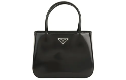 PRADA Cow Leather One Shoulder Handbag Women's Black