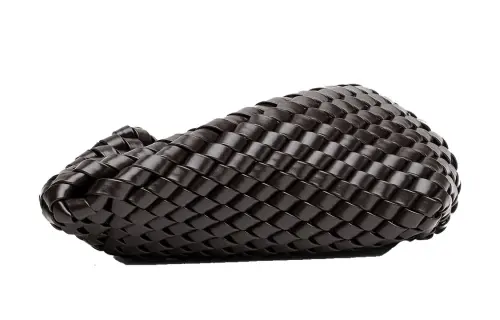 Bottega Veneta Plaid Cow Leather Clutch Women's Black