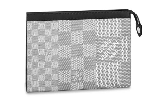 LOUIS VUITTON Pochette Voyage Zip Closure Canvas With Leather Clutch Toiletry Bag, Toiletry Bag Regular Men's