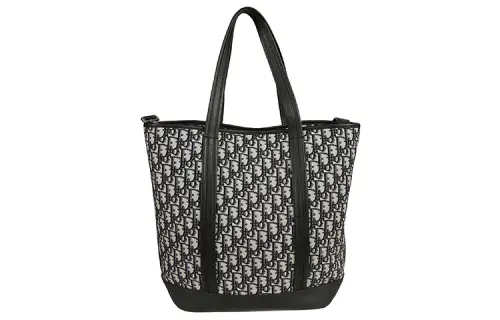 DIOR Cow Leather Tote Shoulder Handbag Unisex Black