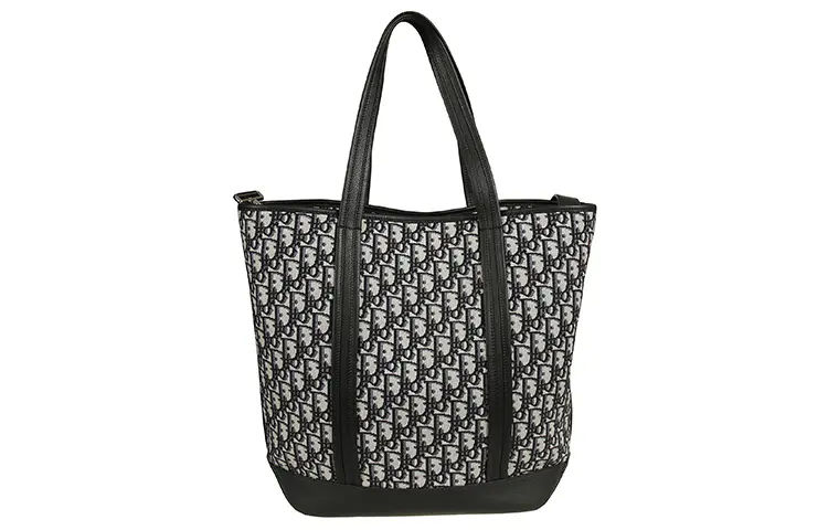 DIOR Cow Leather Tote Shoulder Handbag Unisex Black