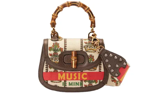 GUCCI Leather Handbag Mini Women's Ivory White/Brown