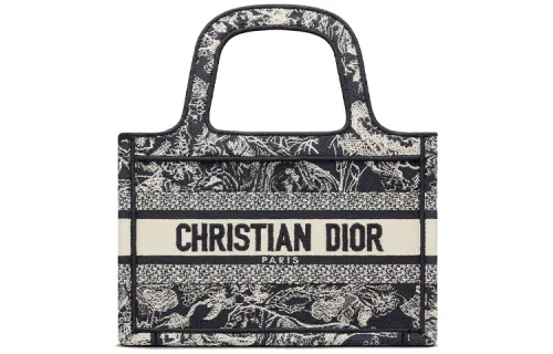 DIOR BookTote Embroidery Tote Bag, Shopping Bag, Handbag Mini Women's Blue/Beige