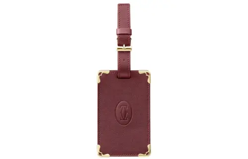 CARTIER Calfskin Luggage Tag Burgundy