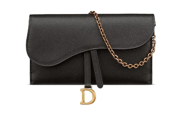 DIOR Saddle Grain Calfskin Combo Bag, Saddle Bag, Clutch, One Shoulder, Crossbody, Card Holder, Wallet Women's Black