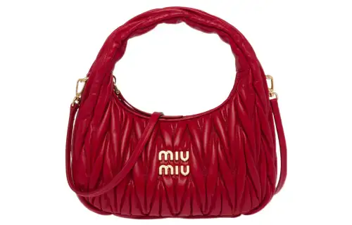 MIU MIU Wander Sheepskin Handbag Women's Red