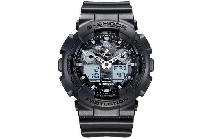 CASIO Men Liquid Crystal/Analog Dual Display Series Black Watch GA-100CF-8A