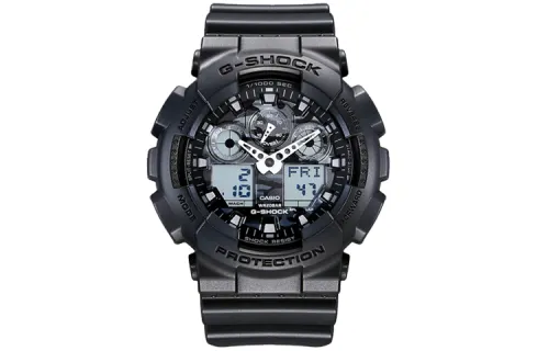 CASIO Men Liquid Crystal/Analog Dual Display Series Black Watch GA-100CF-8A