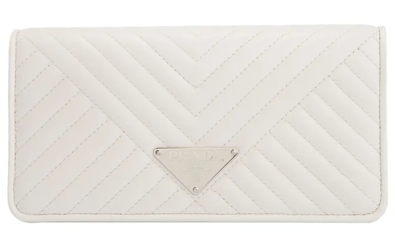 PRADA Lambskin Clutch Women's White