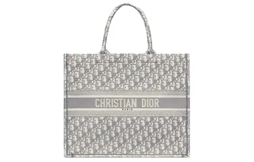 DIOR BookTote Embroidery Tote Bag, Shopping Bag, Shoulder Bag, Handbag Large Women's Gray