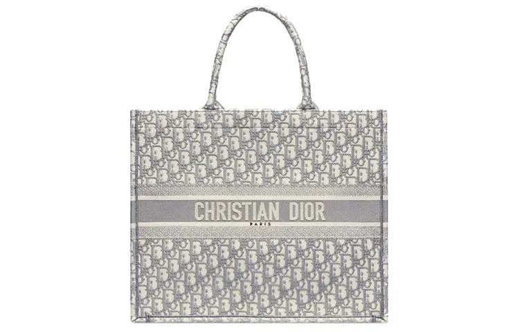 DIOR BookTote Embroidery Tote Bag, Shopping Bag, Shoulder Bag, Handbag Large Women's Gray
