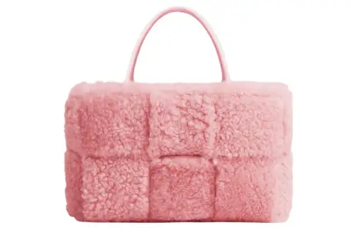 Bottega Veneta ARCO Shearling With Sheepskin Tote Bag, Shopping Bag, Handbag Small Women's Pink
