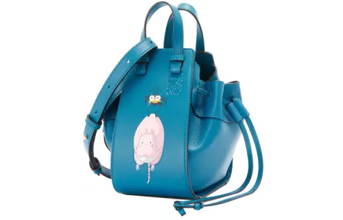 LOEWE Calfskin Drawstring Bag, Portable Crossbody Bag, Shoulder Bag Mini Unisex Lagoon Blue