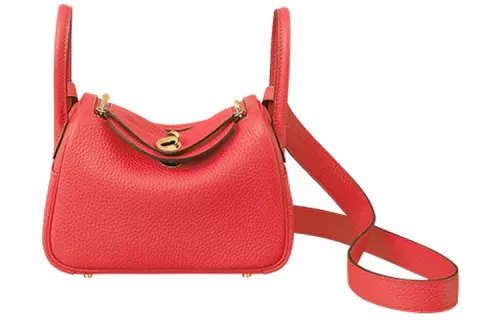 HERMES Lindy Taurillon Clemence Cow Leather Handbags 19 Women's 0E Rose Texas Rose