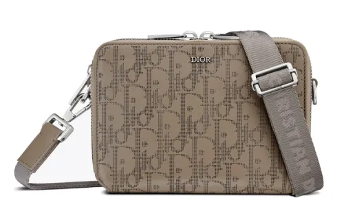 DIOR Leather Shoulder Bag, Crossbody Bag Men's Beige