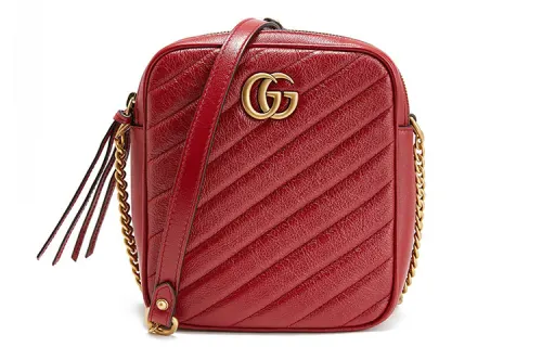 GUCCI Marmont Cow Leather Small Square Bag Camera Bag, Shoulder Bag, Crossbody Bag Women's Red