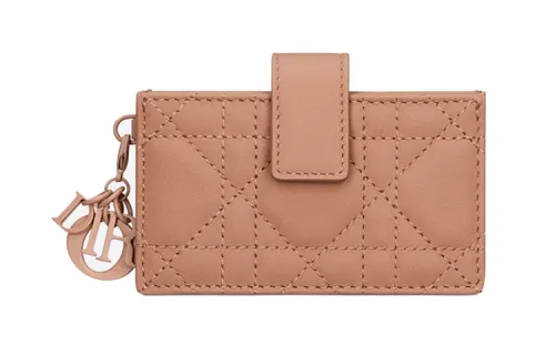 DIOR Lady Dior Cow Leather Card Holder Women's Crimson