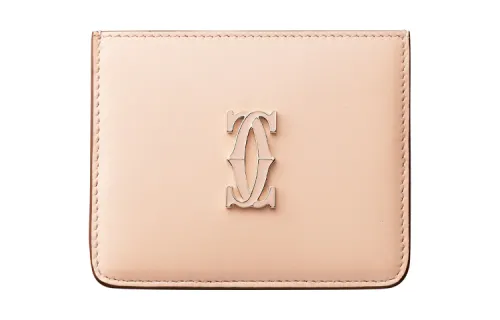 CARTIER Cow Leather Card Holder Women's Pink