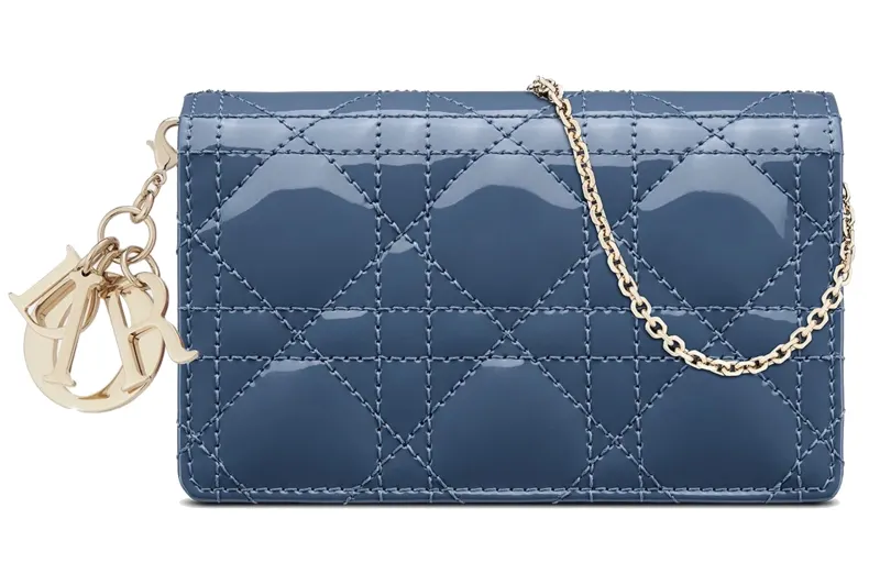 DIOR Lady Dior Cow Leather Clutch, Shoulder Bag, Crossbody Bag Women's Denim Blue