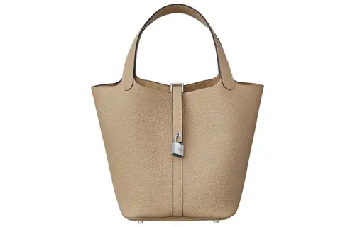 HERMES Picotin Lock Clemence Bullock Leather Basket Bag, Bucket Bag, Handbag 22 Women's S2 Trench Coat Beige