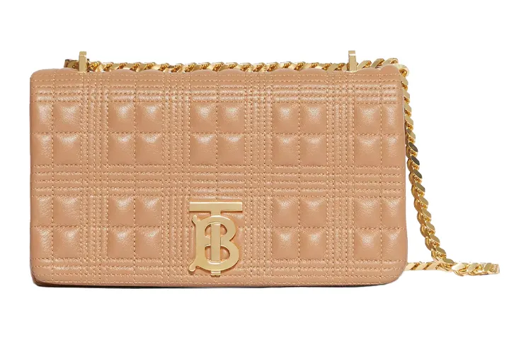 Burberry Lola Bag Lambskin Crossbody Bag, Shoulder Bag Women's Camel Light Gold
