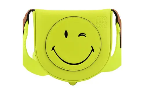LOEWE Heel Soft Calfskin Smiley Face Wink Bag Shoulder Bag Unisex Neon Yellow
