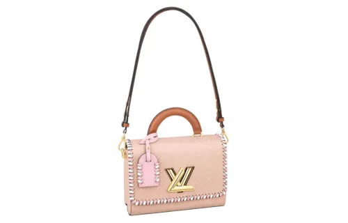 LOUIS VUITTON Twist Cow Leather Handbag, Shoulder Bag, Crossbody Bag Medium Women's Pink/White