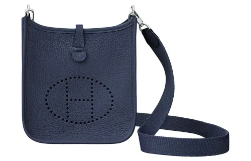HERMES Evelyne Taurillon Clemence Cow Leather Crossbody Bag, Shoulder Bag 16 Women's Midnight Blue & Indigo