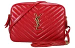 SAINT LAURENT Leather Crossbody Bag, Shoulder Bag Women's Red