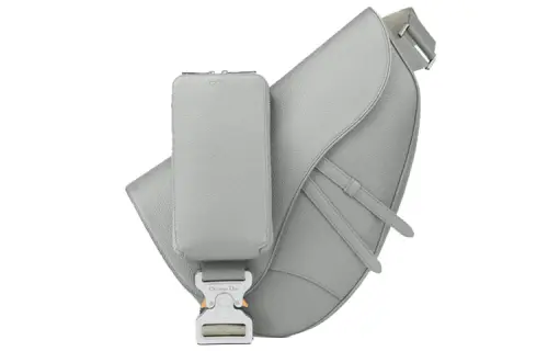 DIOR Saddle Calfskin Saddle Bag, Sling Bag, Shoulder Bag, Crossbody Bag Men's Gray