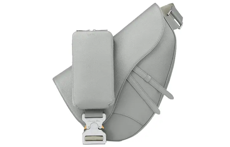 DIOR Saddle Calfskin Saddle Bag, Sling Bag, Shoulder Bag, Crossbody Bag Men's Gray