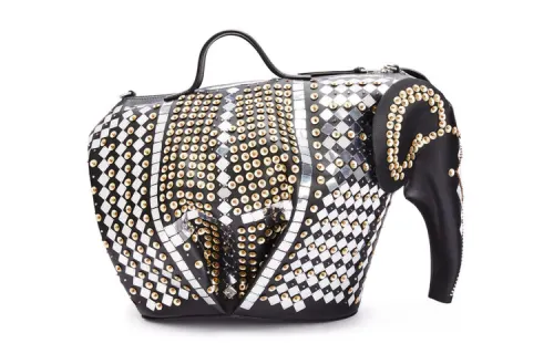 LOEWE Calfskin, Crystal Bead Handbag Large Men's Black/Multicolor