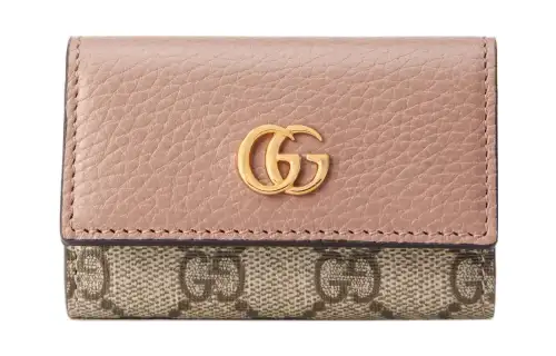 GUCCI Marmont Canvas With Leather Key Pouch Women's Ebony Dark Pink