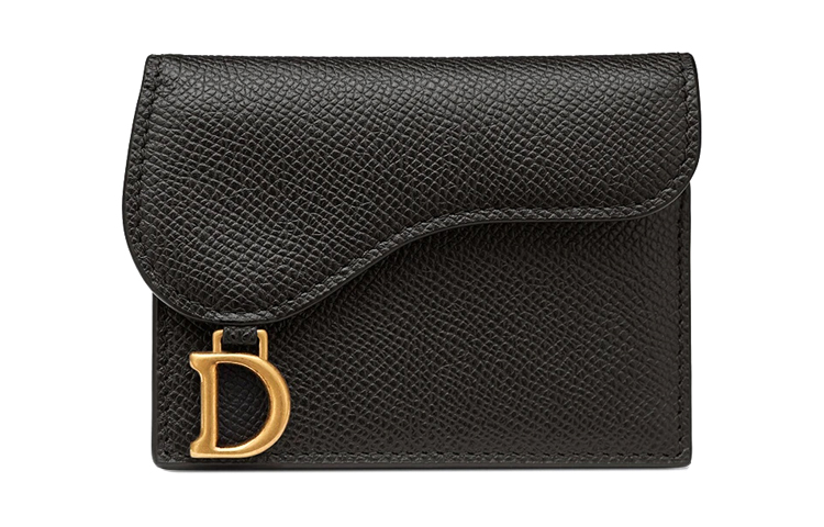DIOR Dior Saddle saddle bag series grained cowhide card holder wallet women's black