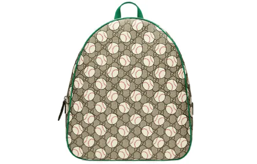 GUCCI Canvas With Leather Backpack Kids' Ebony/Green