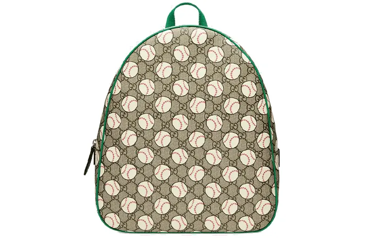 GUCCI Canvas With Leather Backpack Kids' Ebony/Green