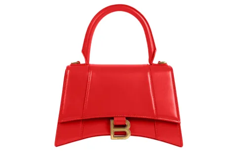 Balenciaga Hourglass Cow Leather Hourglass Bag, Handbag, Crossbody Bag Small Women's Red