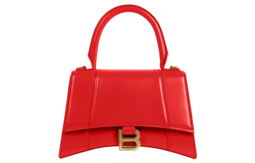 Balenciaga Hourglass Cow Leather Hourglass Bag, Handbag, Crossbody Bag Small Women's Red