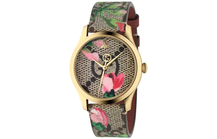 GUCCI G Timeless Collection Wrist Watches Quartz Movement Canvas Strap Coffee Watch Dial Unisex