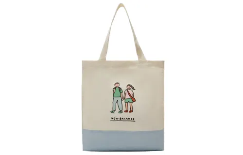 New Balance Nylon Fabric Handbag, Tote Bag, Shopping Bag Regular Women's Beige Light Blue