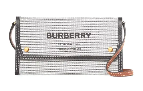 Burberry Canvas Cell Phone Protective Cover Shoulder Bag, Crossbody Bag, Clutch Cell Phone Pouch Unisex Gray/Black