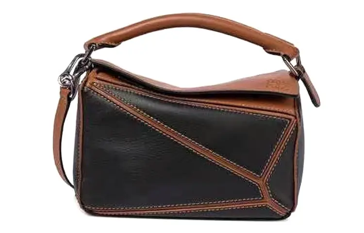 LOEWE Puzzle Cow Leather Handbag, Shoulder Bag, Crossbody Bag Mini Women's Brown/Black