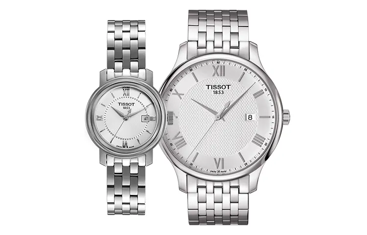 TISSOT Quartz Movement Unisex Watch 29mm Silver Dial Stainless Steel Case Stainless Steel Watchband
