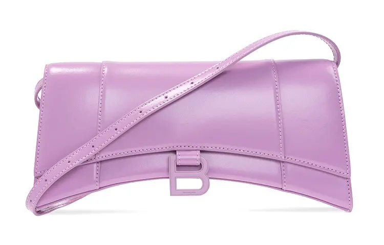 Balenciaga Hourglass Calfskin Crossbody Bags Women's Purple