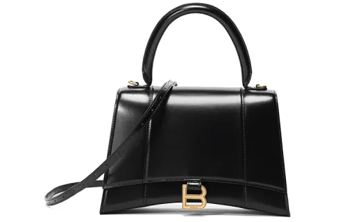 Balenciaga Hourglass Smooth Cow Leather Hourglass Bag, Shoulder Bag, Crossbody Bag, Handbag Unisex Black