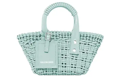 Balenciaga Bistro Cow Leather Basket Bag, Handbag, Crossbody Bag, Shoulder Bag Women's Light Blue