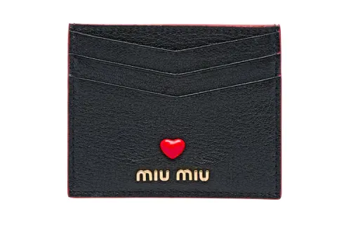 MIU MIU Leather Card Holder Mini Women's Black
